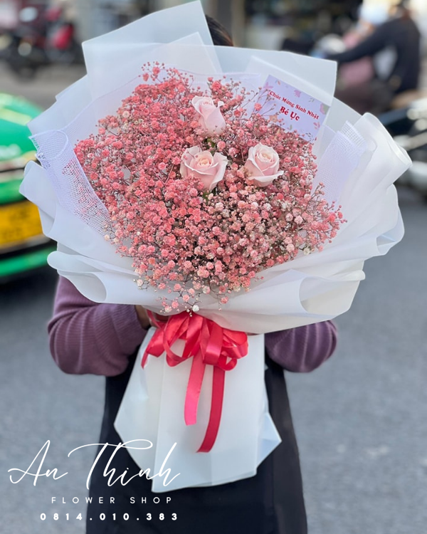 Bó hoa babi hồng - HN019 Shop Hoa Tươi An Thịnh Bó hoa babi hồng - HN019