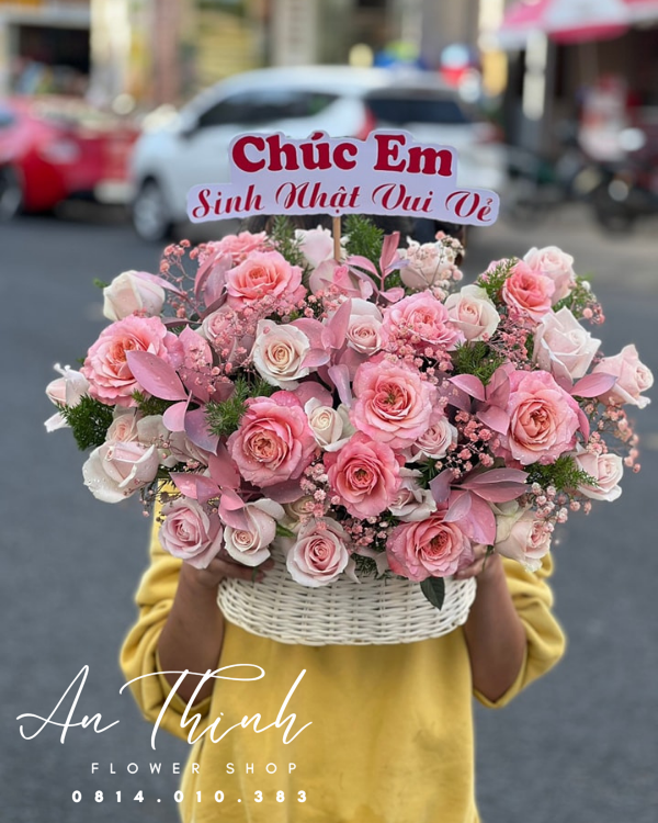 Giỏ hoa đẹp tặng xếp - HG062 Shop Hoa Tươi An Thịnh Giỏ hoa đẹp tặng xếp - HG062